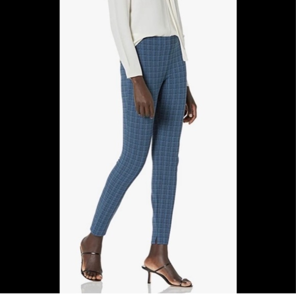 Theory Womens Grid Scuba Legging Pants Blue Size Small EUC